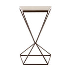 Natural Marble Top Trapezoid Side Table with Matte Black Iron Legs | Shalimar