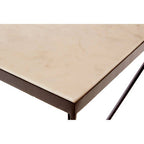 Natural Marble Top Trapezoid Side Table with Matte Black Iron Legs | Shalimar