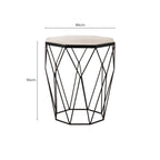 Natural White Octagon Marble Top and Matte Black Steel Legs Side Table | Shalimar