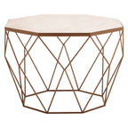 White Octagon Marble Top Coffee Table with Gold Metal Frame | Shalimar
