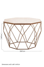 White Octagon Marble Top Coffee Table with Gold Metal Frame | Shalimar