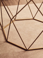White Octagon Marble Top Coffee Table with Gold Metal Frame | Shalimar