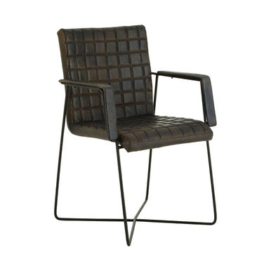 Iron and Grey Leather Weave Chair | Buffalo