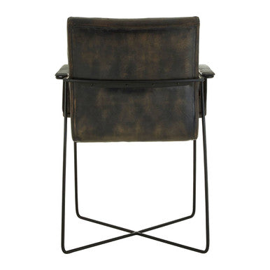 Iron and Grey Leather Weave Chair | Buffalo
