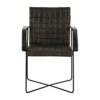 Iron and Grey Leather Weave Chair | Buffalo