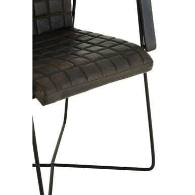 Iron and Grey Leather Weave Chair | Buffalo