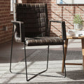 Iron and Grey Leather Weave Chair | Buffalo