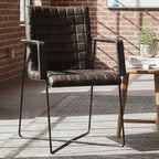 Iron and Grey Leather Weave Chair | Buffalo