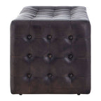 Antique Brown Button Tufted Leather Ottoman | Buffalo