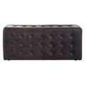 Antique Brown Button Tufted Leather Ottoman | Buffalo