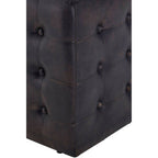 Antique Brown Button Tufted Leather Ottoman | Buffalo