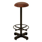 Brown Leather Round Seat Bar Stool | Buffalo