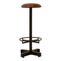 Brown Leather Round Seat Bar Stool | Buffalo