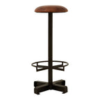 Brown Leather Round Seat Bar Stool | Buffalo