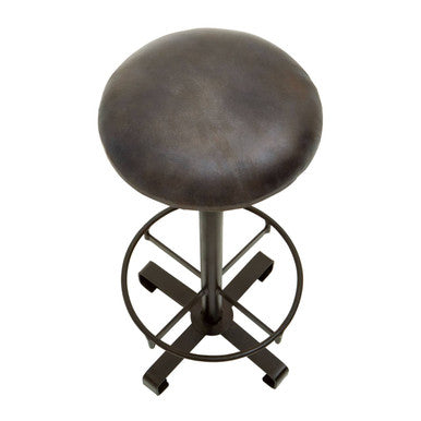 Antique Blue Leather Bar Stool | Buffalo