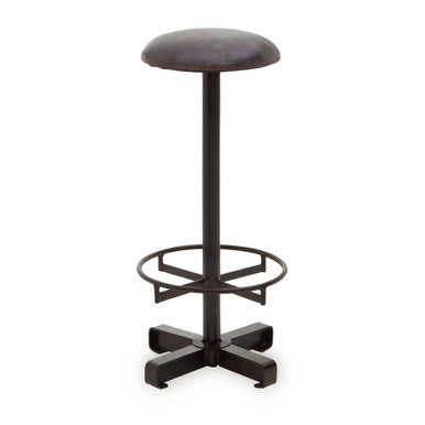 Antique Blue Leather Bar Stool | Buffalo