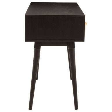 Black Mango Wood Console Table with Gold Star Design Drawer Fronts, Malta