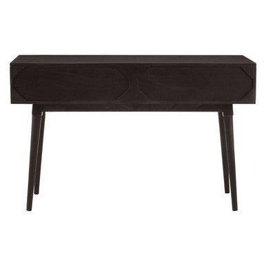 Black Mango Wood Console Table with Gold Star Design Drawer Fronts, Malta
