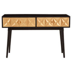 Black Mango Wood Console Table with Gold Star Design Drawer Fronts, Malta