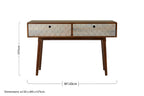 Natural Mango Wood Console Table with 2 Drawers Coastal Pastel Wash, Coastal