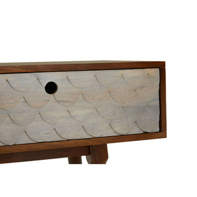 Natural Mango Wood Console Table with 2 Drawers Coastal Pastel Wash, Coastal