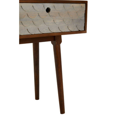 Natural Mango Wood Console Table with 2 Drawers Coastal Pastel Wash, Coastal