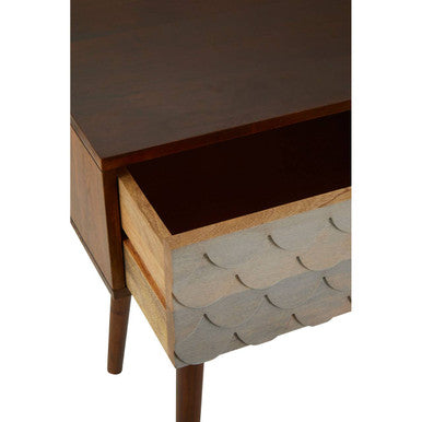 Natural Mango Wood Console Table with 2 Drawers Coastal Pastel Wash, Coastal