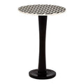 Black Acacia Wood Pedestal Side Table with Mosaic Design | Artisan