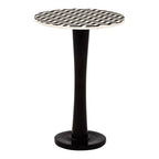 Black Acacia Wood Pedestal Side Table with Mosaic Design | Artisan