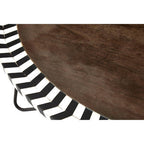 Natural Acacia Wood Coffee Table with Chevron Trim and Black Iron Hairpin Legs | Artisan