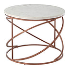 White Marble Top Round Coffee Table with Metal Finish | Nirav