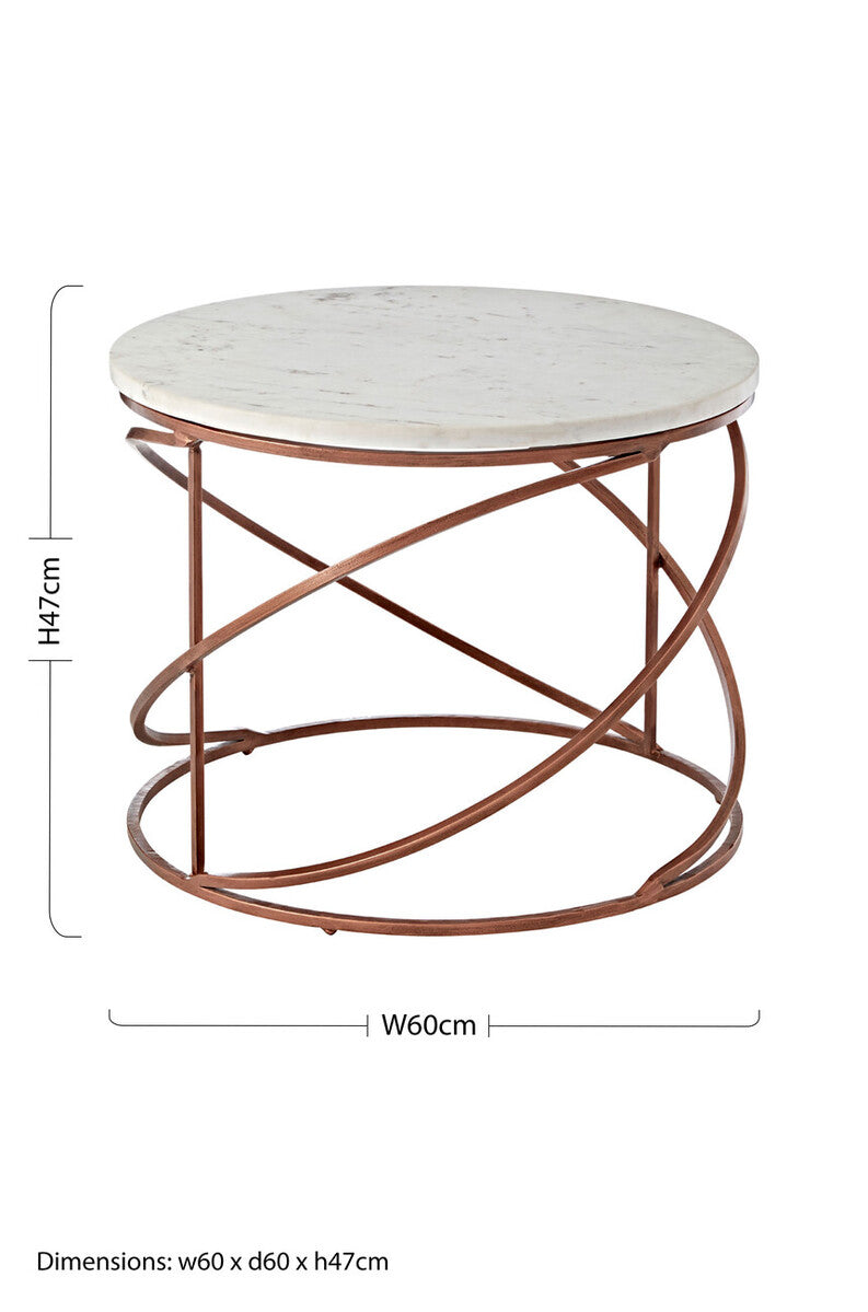 White Marble Top Round Coffee Table with Metal Finish | Nirav