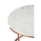 White Marble Top Round Coffee Table with Metal Finish | Nirav
