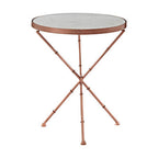 White Marble Top Cross Leg Table with Metal Finish | Nirav