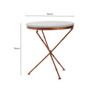 White Marble Top Cross Leg Table with Metal Finish | Nirav