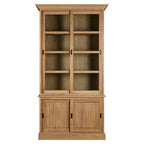 Oak Wood Tall Cabinet with Washed Grey Finish | Lyon