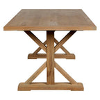 Aged Grey Oak Dining Table with Prominent Silvery Grain and Crossed Base | Lyon