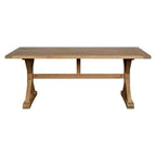 Aged Grey Oak Dining Table with Prominent Silvery Grain and Crossed Base | Lyon