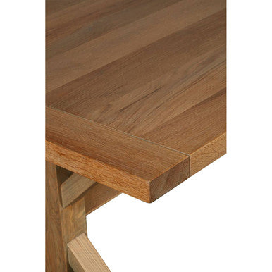 Aged Grey Oak Dining Table with Prominent Silvery Grain and Crossed Base | Lyon