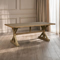 Aged Grey Oak Dining Table with Prominent Silvery Grain and Crossed Base | Lyon