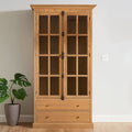 Washed Grey Finish Oak Wood Tall Cabinet | Lyon