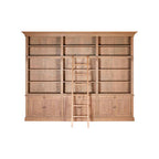 Washed Grey Oak Wood Large Bookcase with Ladder | Lyon