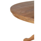 Brown Solid Natural Oak Wood Round Dining Table with Turned Pedestal Base | Lyon