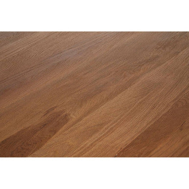 Brown Solid Natural Oak Wood Round Dining Table with Turned Pedestal Base, Lyon