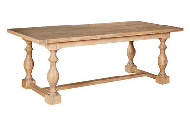 Brown American Oak Wood Whitewash Top Black Dining Table with Carved Legs | Lyon