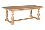 Brown American Oak Wood Whitewash Top Black Dining Table with Carved Legs | Lyon