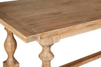 Brown American Oak Wood Whitewash Top Black Dining Table with Carved Legs | Lyon