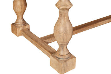 Brown American Oak Wood Whitewash Top Black Dining Table with Carved Legs | Lyon