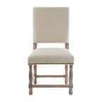Linen Dining Chair with Oak Wood Whitewash Finish | Lyon