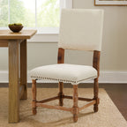 Linen Dining Chair with Oak Wood Whitewash Finish | Lyon